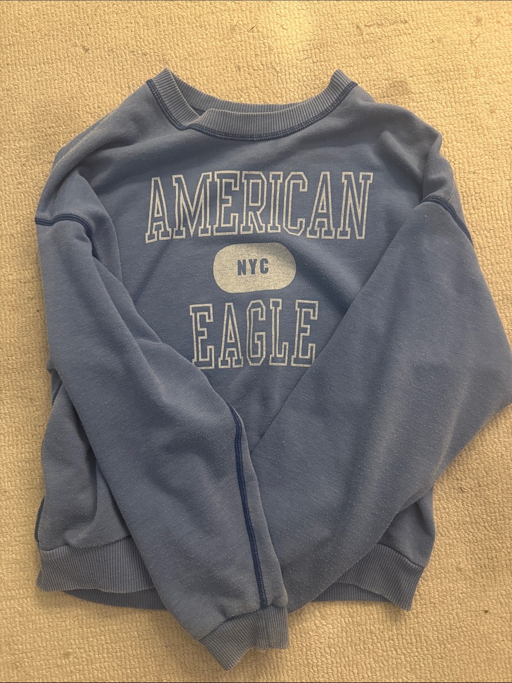 American Eagle Light Blue Pullover Sweatshirt with Label
